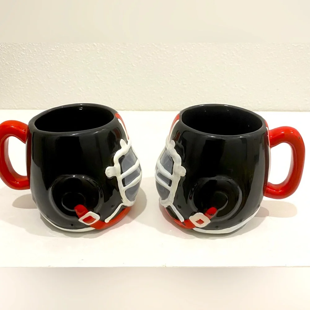 Vintage 1992 Handpainted Original E&B Giftware Ceramic Football Helmet Mugs (2) - Picture 3 of 8